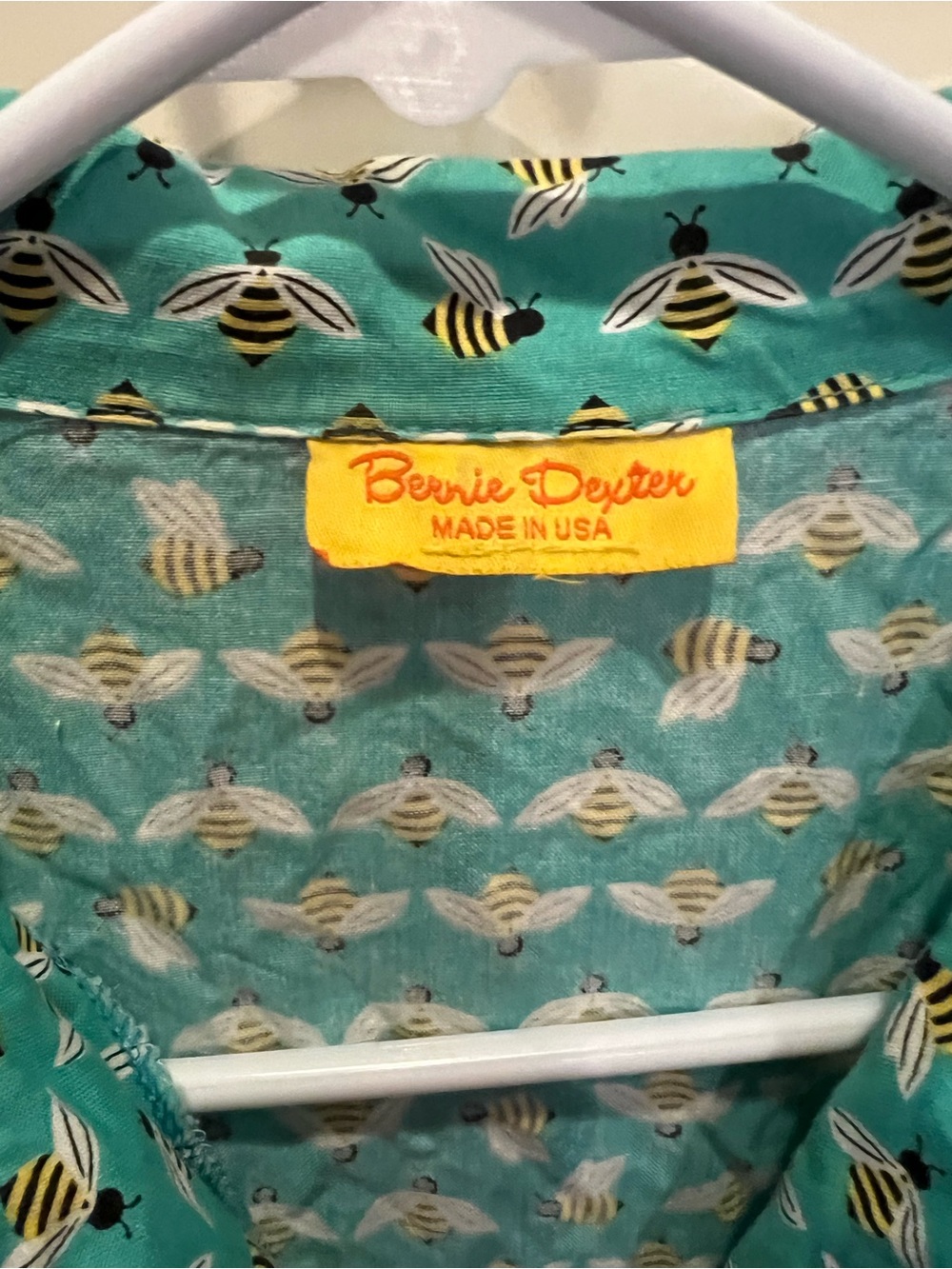 Bernie Dexter Blue Dress with Yellow/Black Bee Print